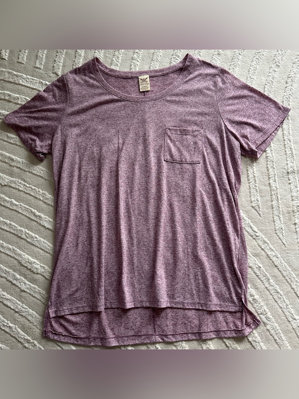 Faded Glory | Heathered Mauve Linen Blend T-Shirt